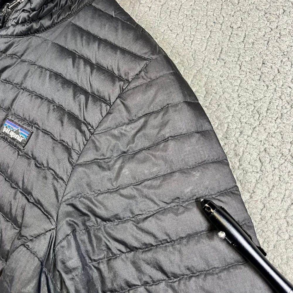 Patagonia Down Sweater Jacket Women's Medium Black Puffer Full Zip Cloudera Logo - Picture 11 of 14